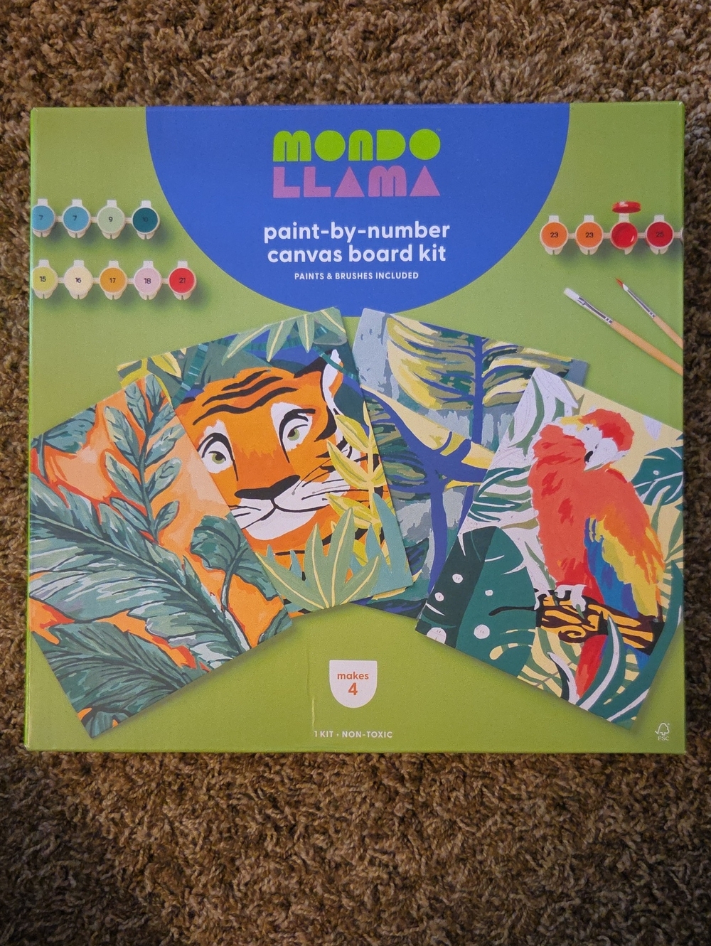 Mondo Llama Paint-by-Number Canvas Board Kit - Tropical Colors